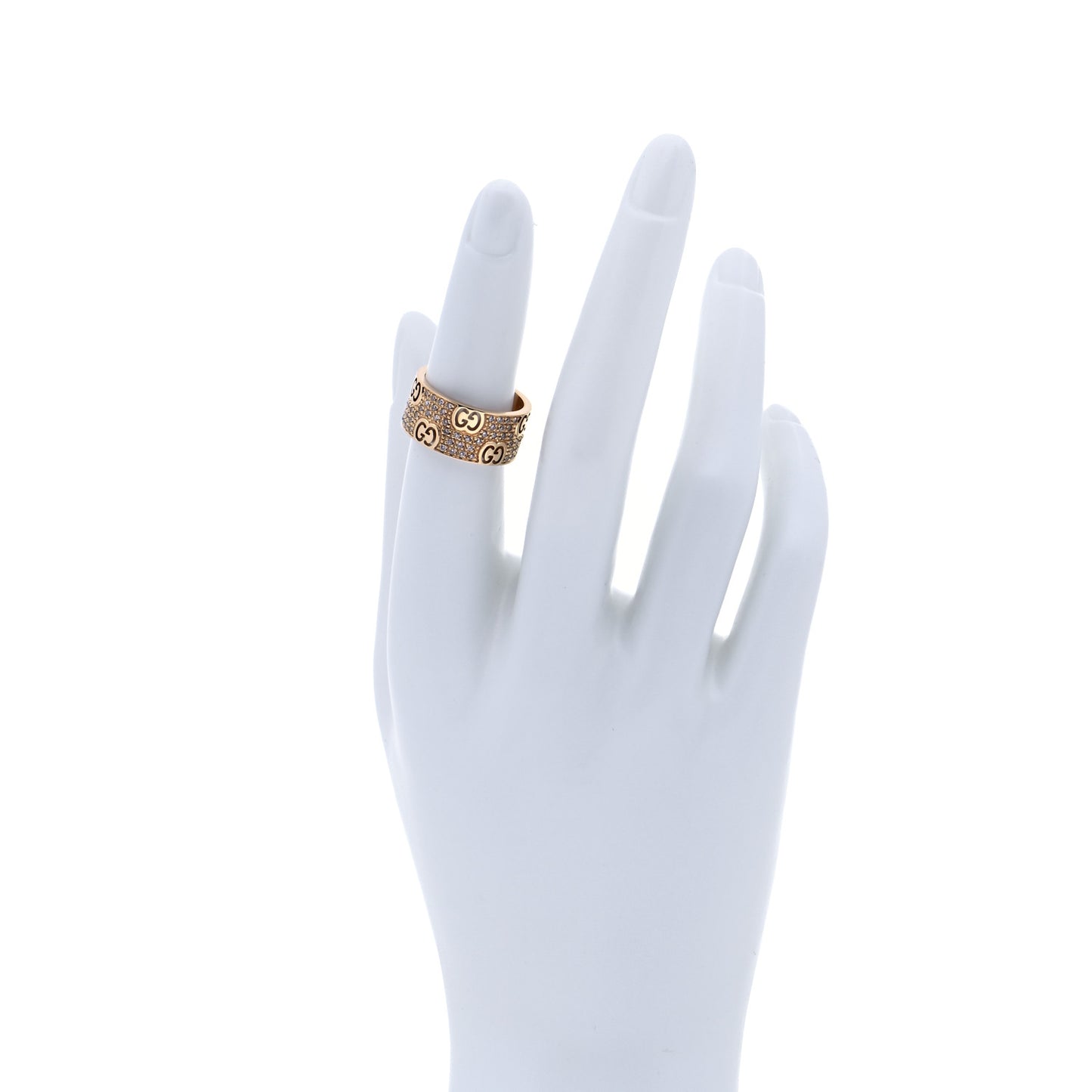 18K Yellow Gold Diamond Wide Icon Stardust Band Ring 52 6