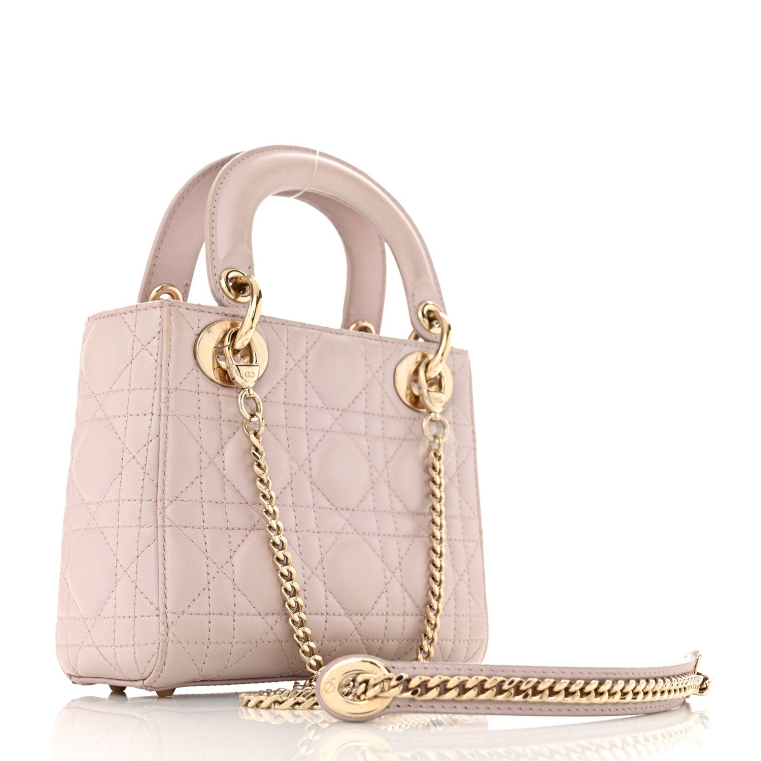 Christian Dior Metallic Lambskin Cannage Mini Lady Dior Lotus 3 of 12
