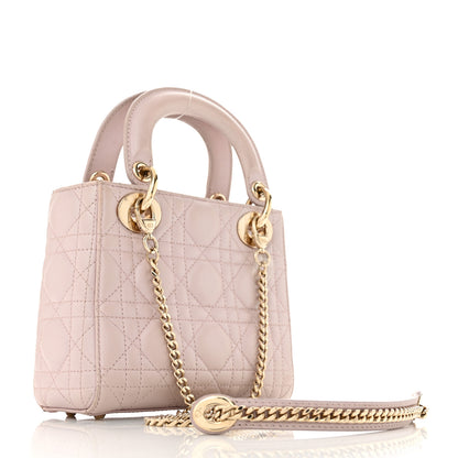 Christian Dior Metallic Lambskin Cannage Mini Lady Dior Lotus 3 of 12