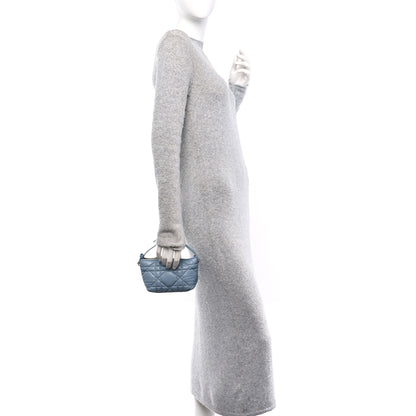 Christian Dior Calfskin Macrocannage Small Diortravel Nomad Pouch Bracing Blue 2 of 11