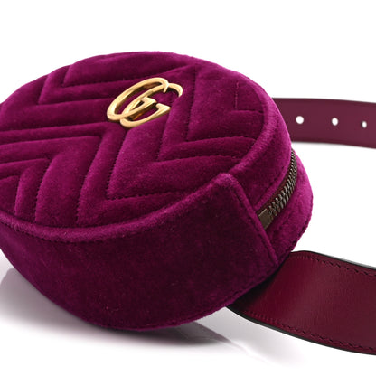 Gucci Velvet Matelasse GG Marmont Belt Bag 95 38 Fuchsia Violet Cyclamen 11 of 11