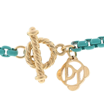 David Yurman Stainless Steel 14K Yellow Gold Acrylic Bel Aire Chain Necklace 27" Turquoise 4 of 4