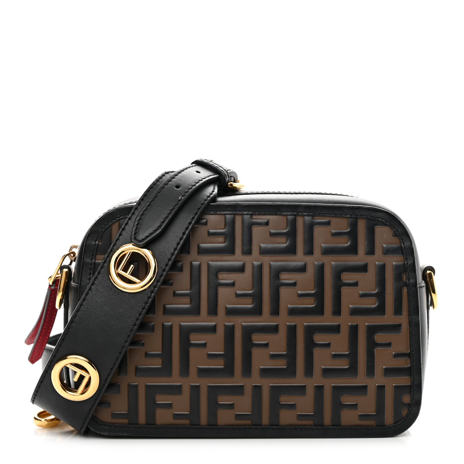 Fendi Vitello Century F is Fendi Bi-Color FF 1974 Embossed Camera Case Maya Black 1 of 15