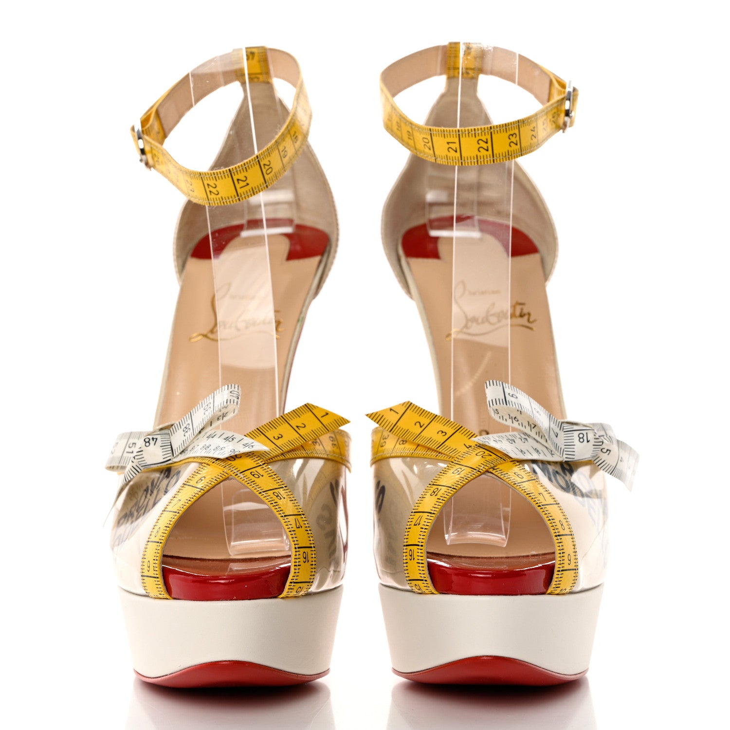 Christian Louboutin PVC Patent Ruban Calfskin Metricathy 150 Pumps 37 Transparent Yellow 2 of 10