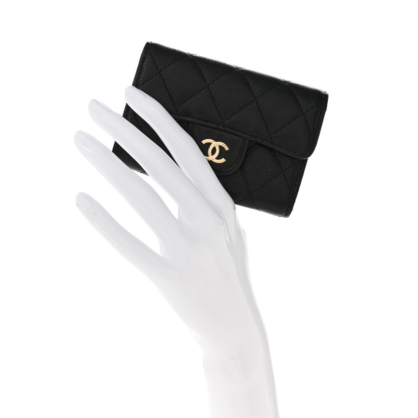 Caviar Quilted Classic 4 Key Holder Wallet Black
