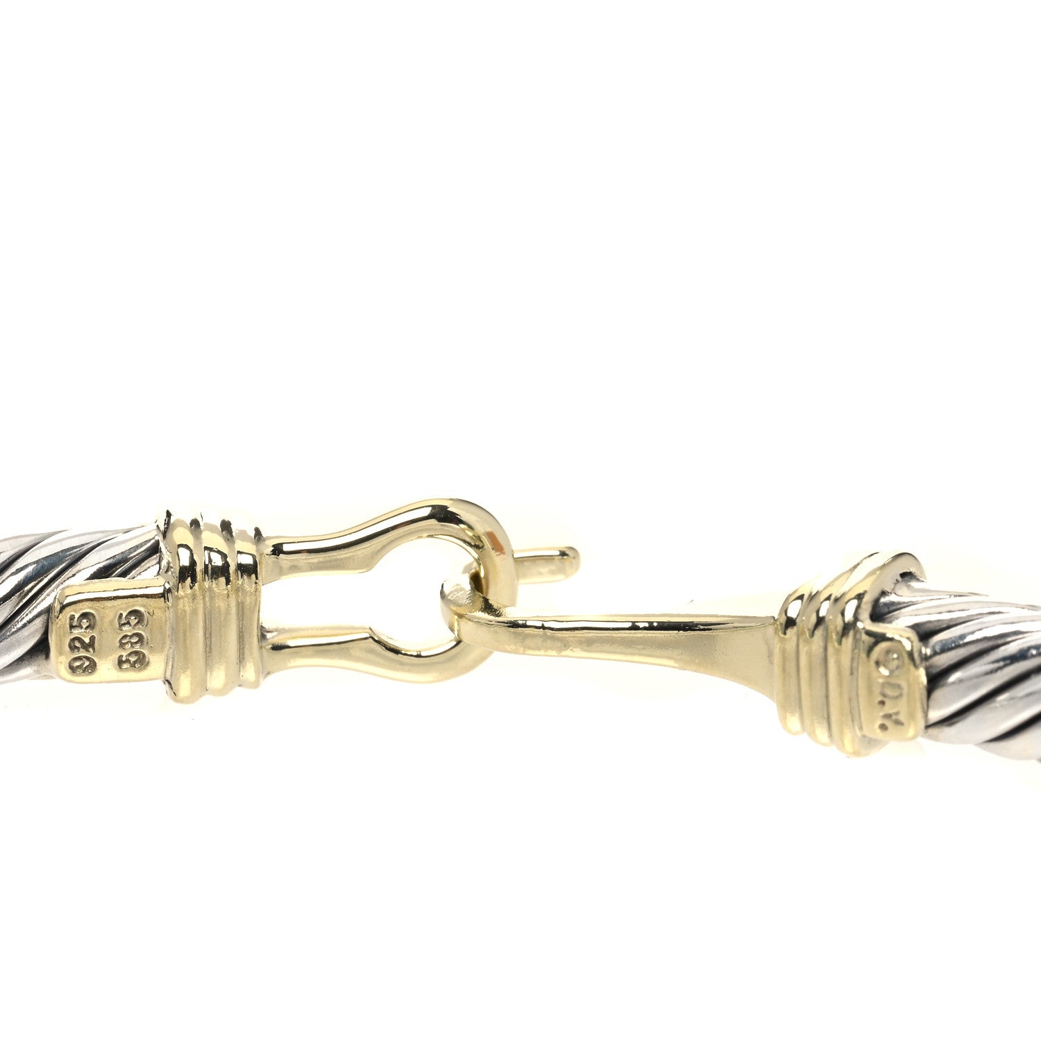 David Yurman Sterling Silver 14K Yellow Gold 5mm Cable Classic Buckle Bracelet 4 of 4