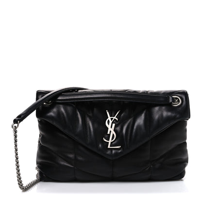 Saint Laurent Lambskin Quilted Small Loulou Puffer Monogram Chain Satchel Black 1 of 9