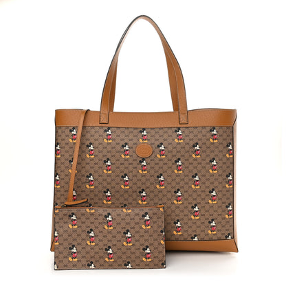 Gucci X DISNEY Mini Vintage GG Supreme Monogram Mickey Mouse Large Shopping Tote Beige Vintage Sun Oil 1 of 11