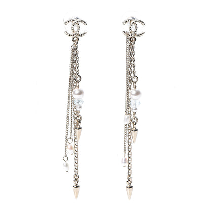 Chanel Pearl Beaded CC Drop Earrings Gold 1 of 5