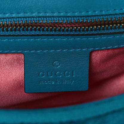 Gucci Velvet Matelasse Small GG Marmont Shoulder Bag Pavone Cyan 6 of 11