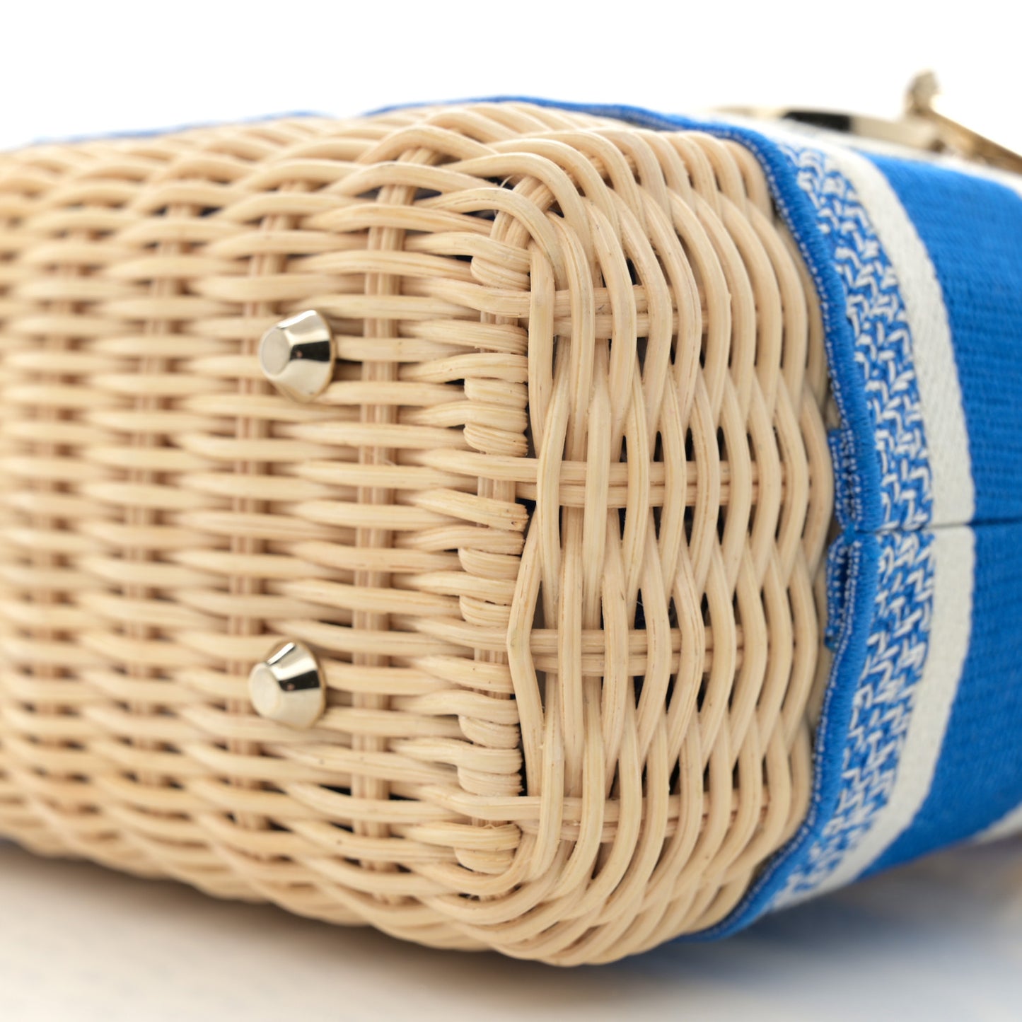 Wicker Oblique Mini Lady Dior Bag Florescent Blue