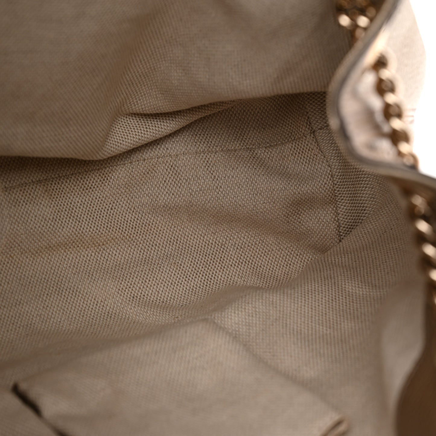 Metallic Pebbled Calfskin Medium Soho Chain Shoulder Bag Golden Beige
