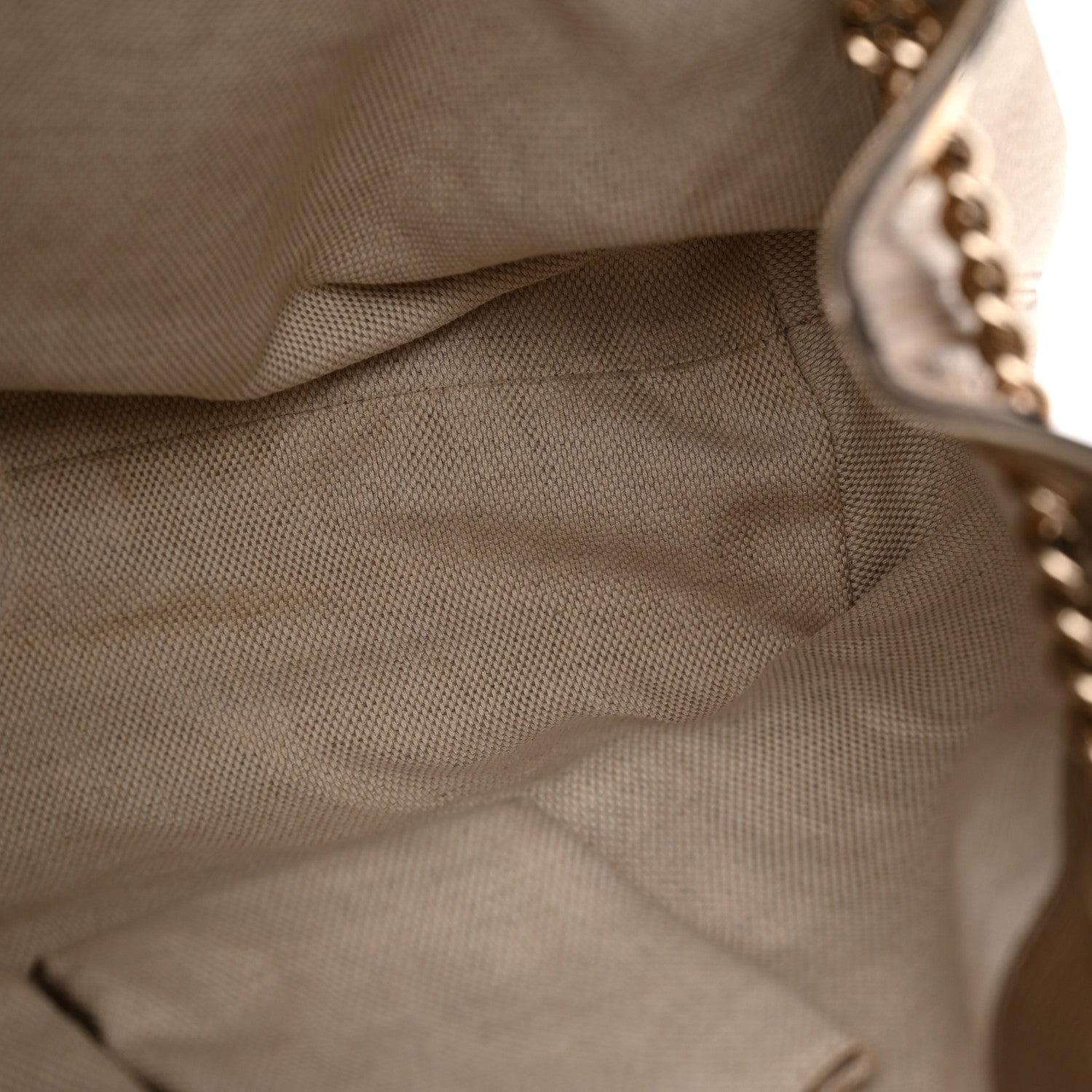 Gucci Metallic Pebbled Calfskin Medium Soho Chain Shoulder Bag Golden Beige 12 of 13