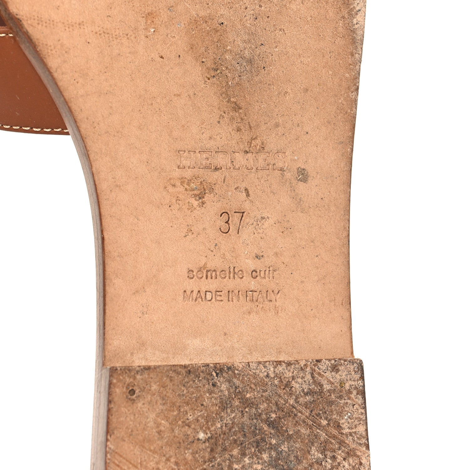 Hermes Box Calfskin Oran Sandals 37 Gold 8 of 10