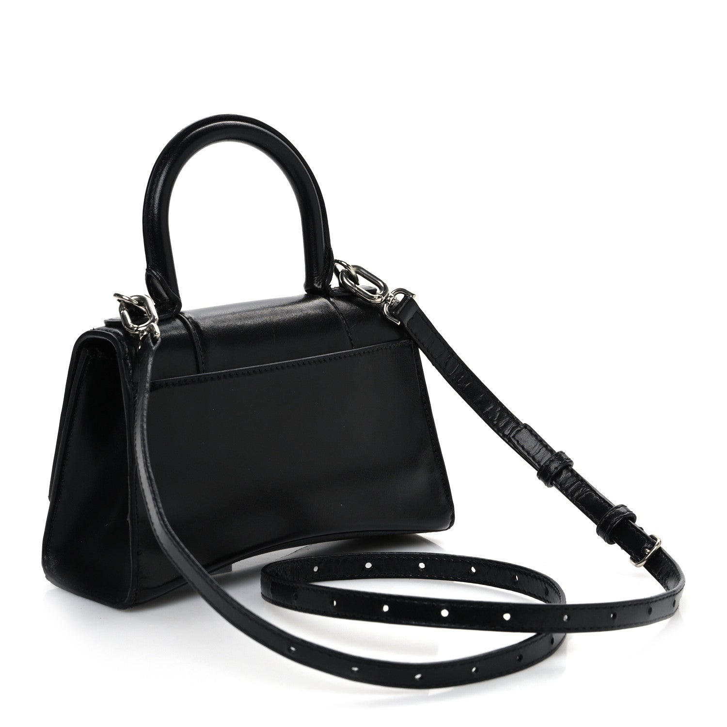 Balenciaga Box Calfskin Graffiti Logo Hourglass Top Handle Bag XS Black Silver 3 of 13
