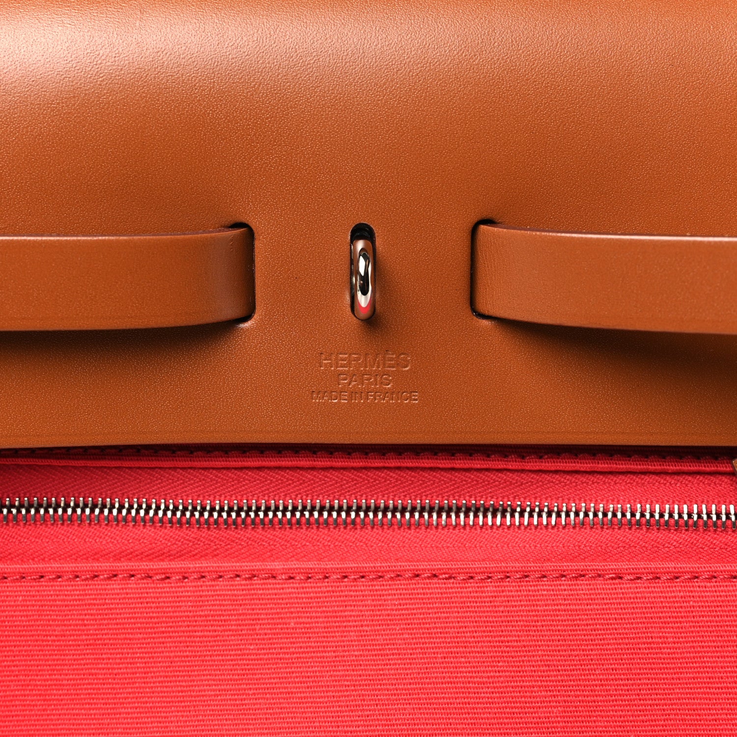 Hermes Vache Hunter Toile Herbag Zip 31 PM Rouge Tomate 7 of 10