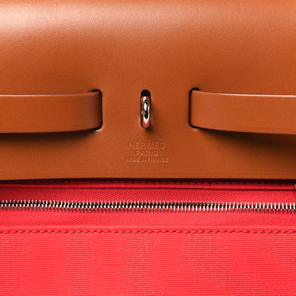 Hermes Vache Hunter Toile Herbag Zip 31 PM Rouge Tomate 7 of 10