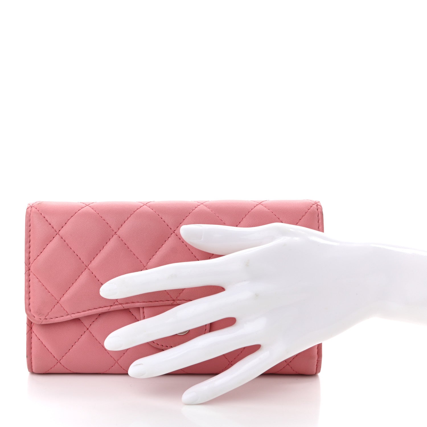 Chanel Lambskin Quilted Large Gusset Flap Wallet Pink 2 of 11