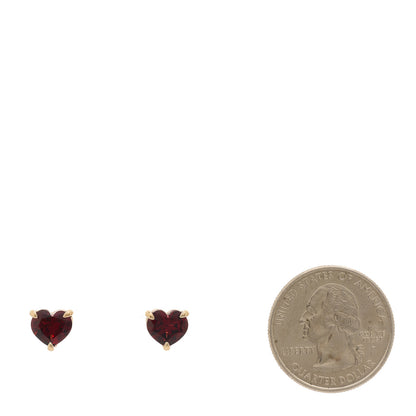 David Yurman 18K Yellow Gold Garnet Heart Stud Earrings 2 of 4