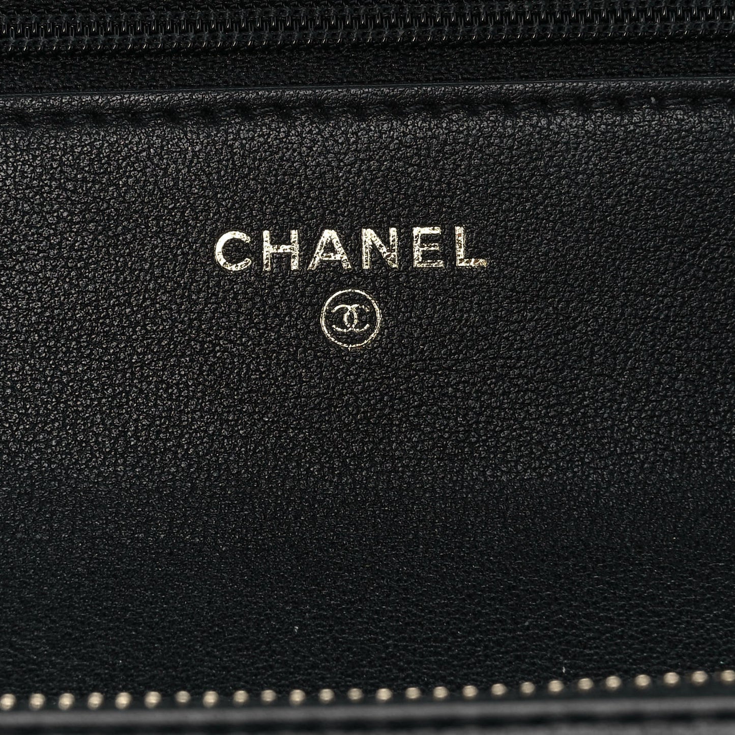 Calfskin Quilted Pearl Wallet On Chain WOC Black