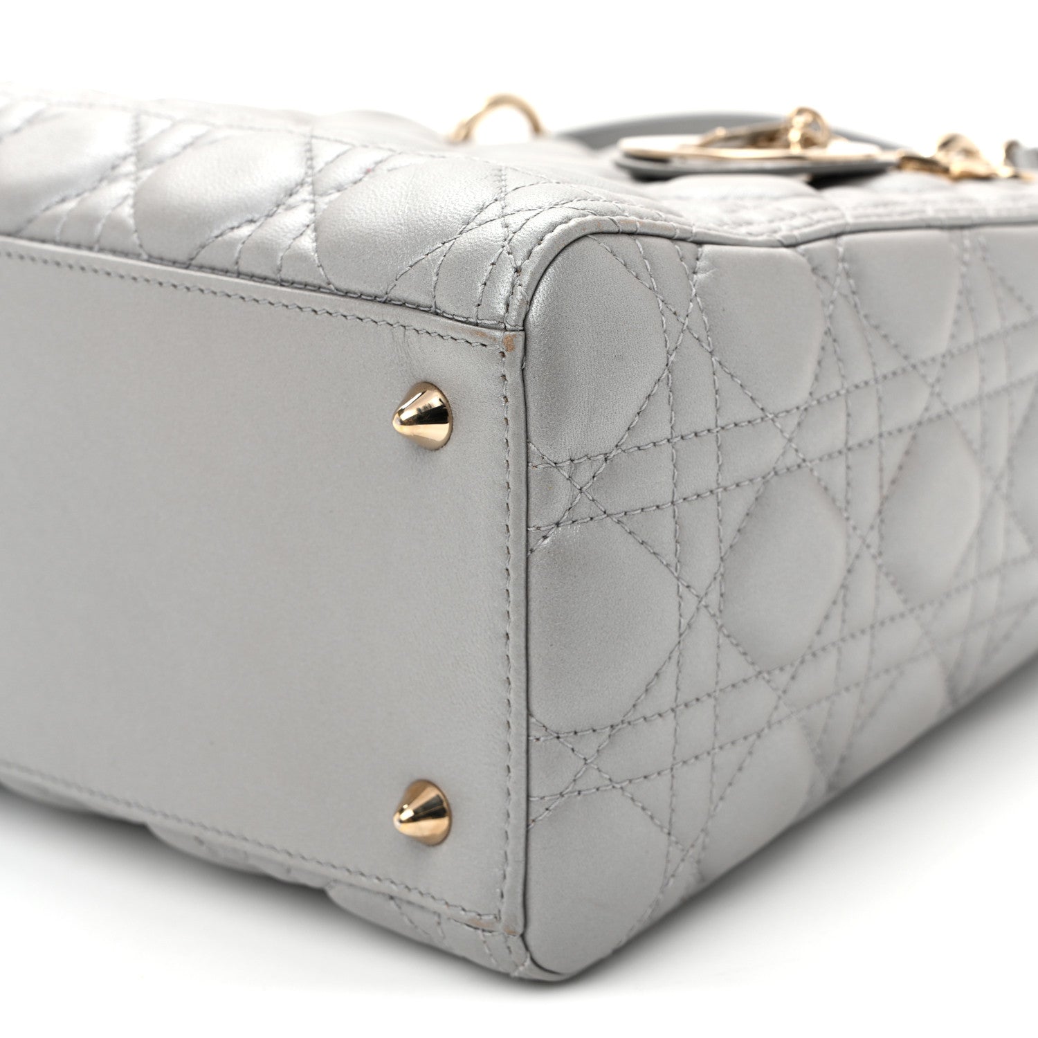 Christian Dior Pearly Lambskin Cannage Medium Lady Dior Grey 10 of 10