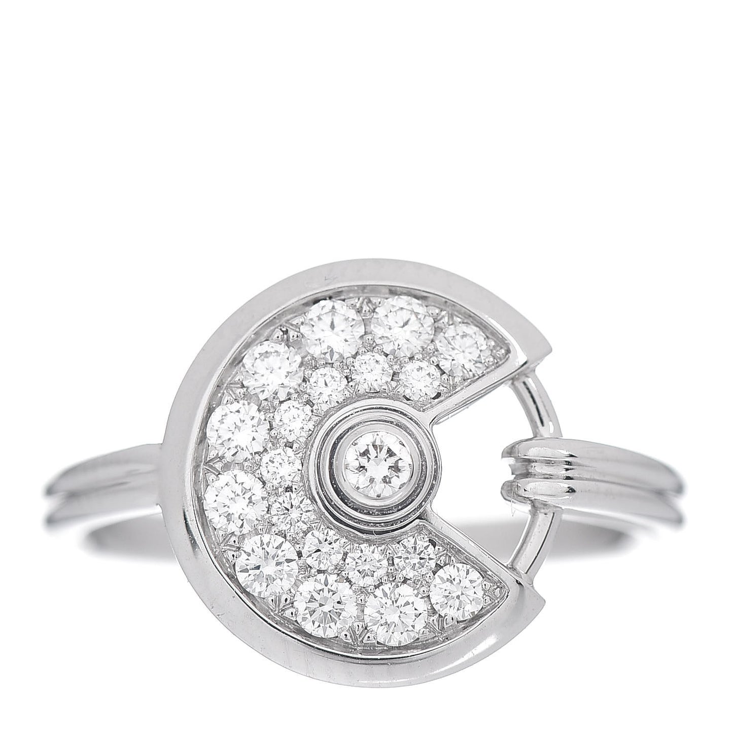 18K White Gold Diamond Amulette de Cartier Paved Ring 49 4.75
