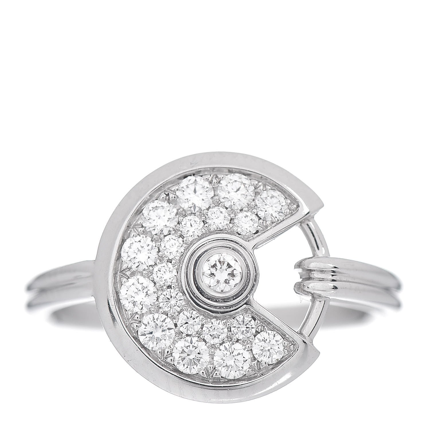 Cartier 18K White Gold Diamond Amulette de Cartier Paved Ring 49 4.75 1 of 6