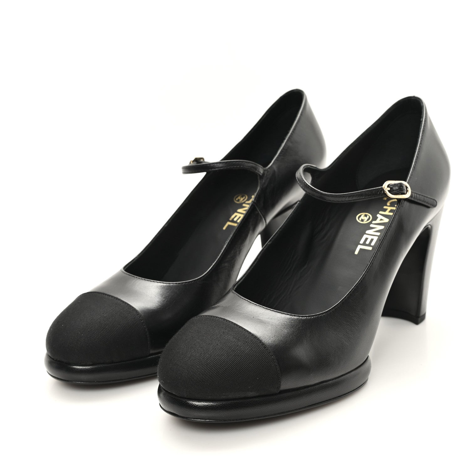 Chanel Goatskin Grosgrain Cap Toe Mary Jane Pumps 39.5 Black 4 of 10