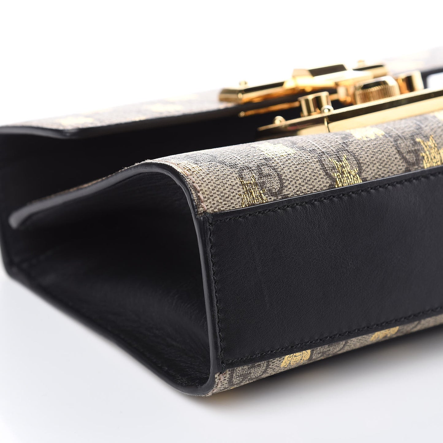 GG Supreme Monogram Bees Small Padlock Shoulder Bag Black