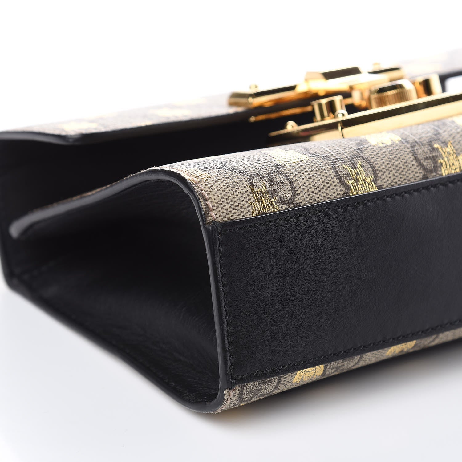 Gucci GG Supreme Monogram Bees Small Padlock Shoulder Bag Black 8 of 14