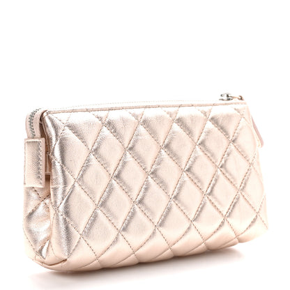 Chanel Metallic Lambskin Quilted Cosmetic Pouch Light Pink 3 of 12