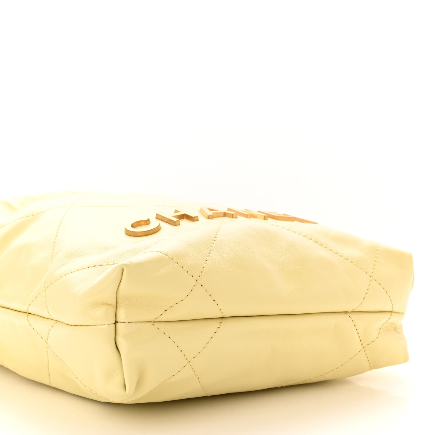 Shiny Calfskin Quilted Mini Chanel 22 Light Yellow