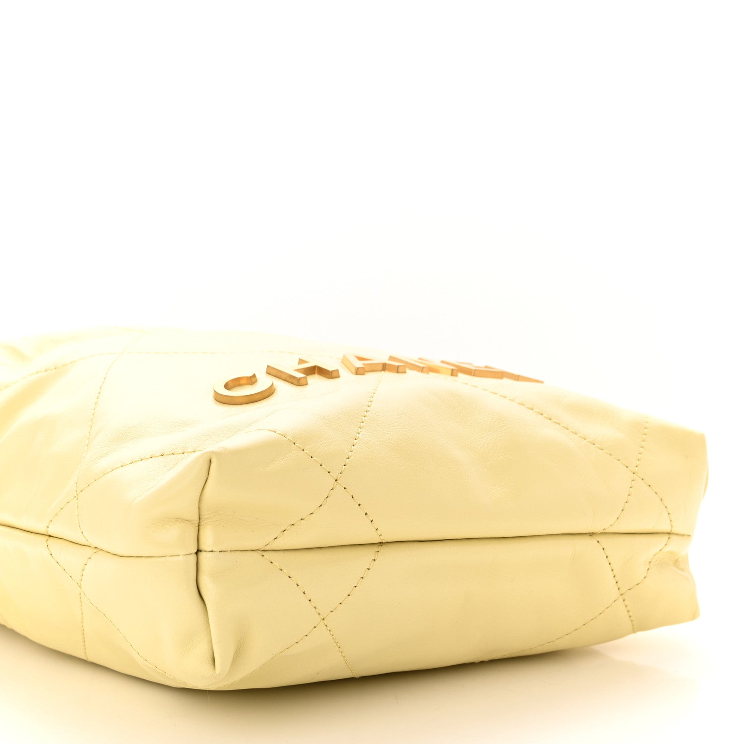 Chanel Shiny Calfskin Quilted Mini Chanel 22 Light Yellow 4 of 10