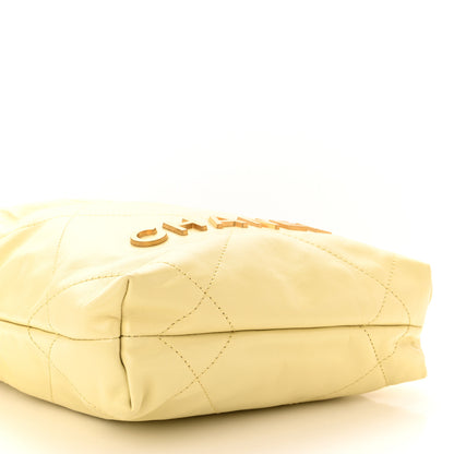 Chanel Shiny Calfskin Quilted Mini Chanel 22 Light Yellow 4 of 10