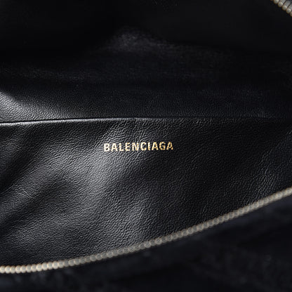 Balenciaga Crushed Velvet Diagonal Allover Logo Matelasse XS Souvenir Belt Bag Black 6 of 10