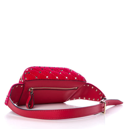 Valentino Garavani Velvet Rockstud Spike Belt Bag Disco Pink 3 of 6