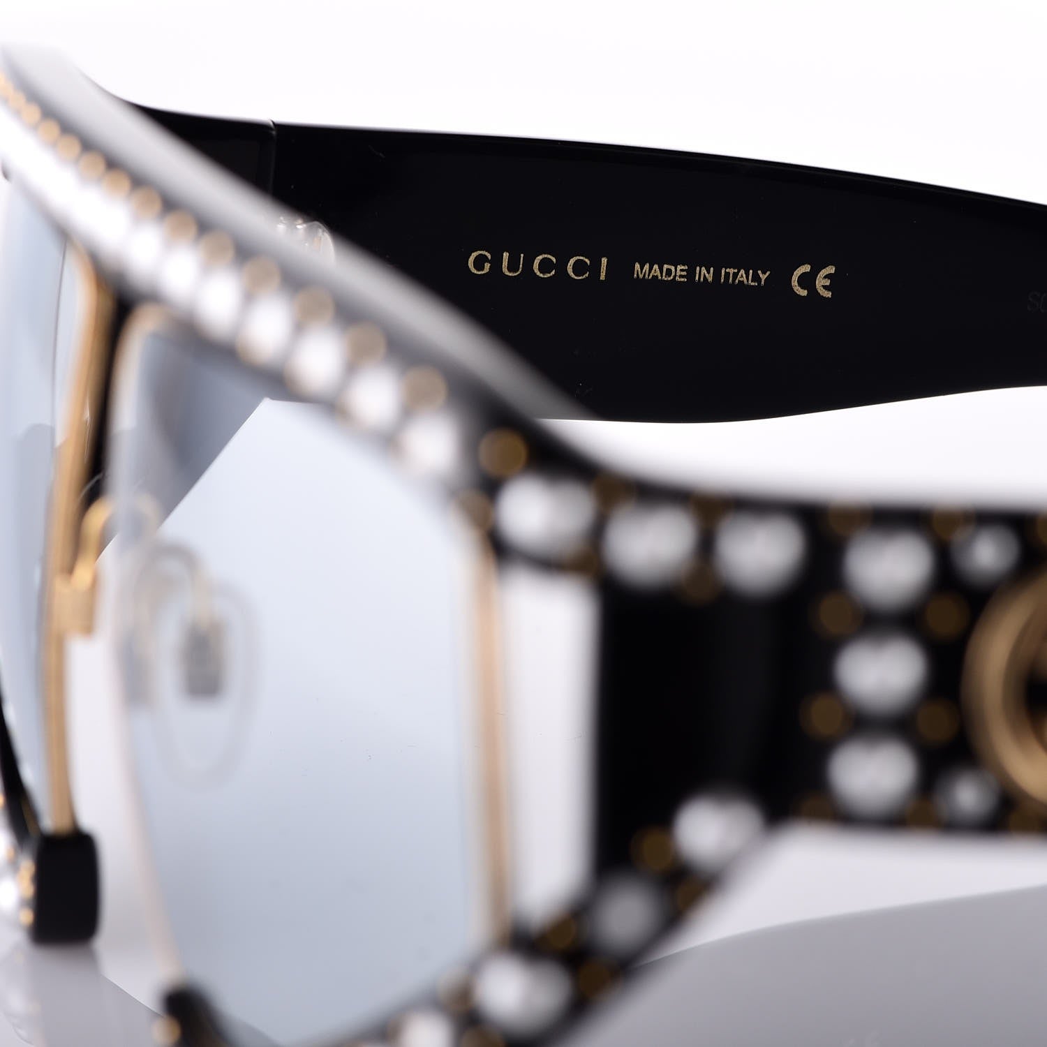 Gucci Acetate Pearl Rectangular Frame Sunglasses GG0234S Black 6 of 7