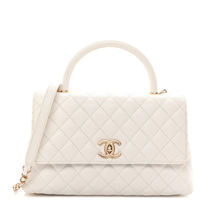 Chanel Caviar Quilted Small Coco Handle Flap White 1 of 11