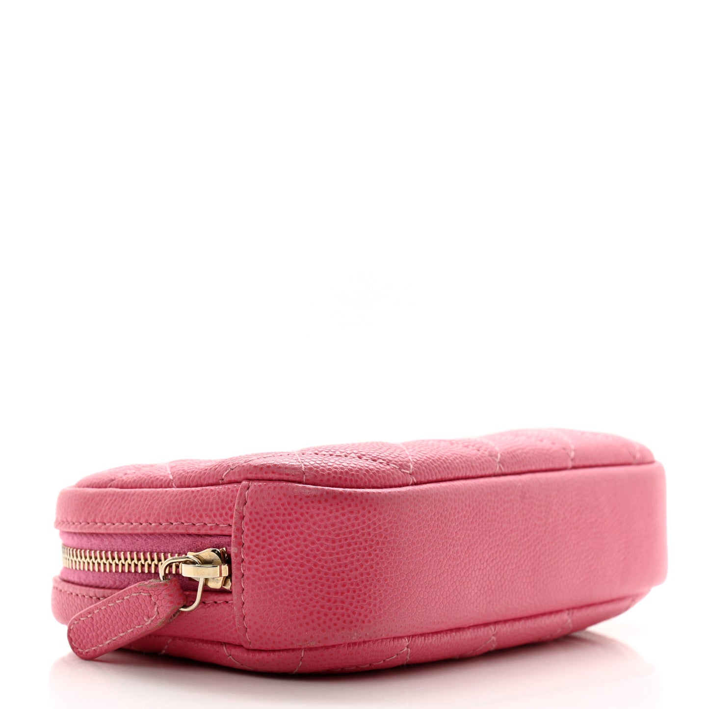 Caviar Quilted Small Curvy Pouch Cosmetic Case Pink
