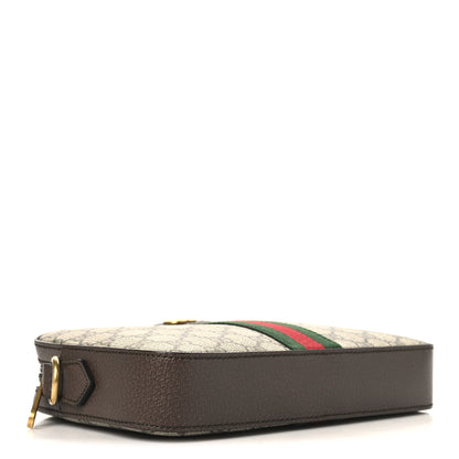 Gucci GG Supreme Monogram Textured Dollar Calfskin Web Ophidia Wristlet Shoulder Bag Beige Ebony New Acero 4 of 11