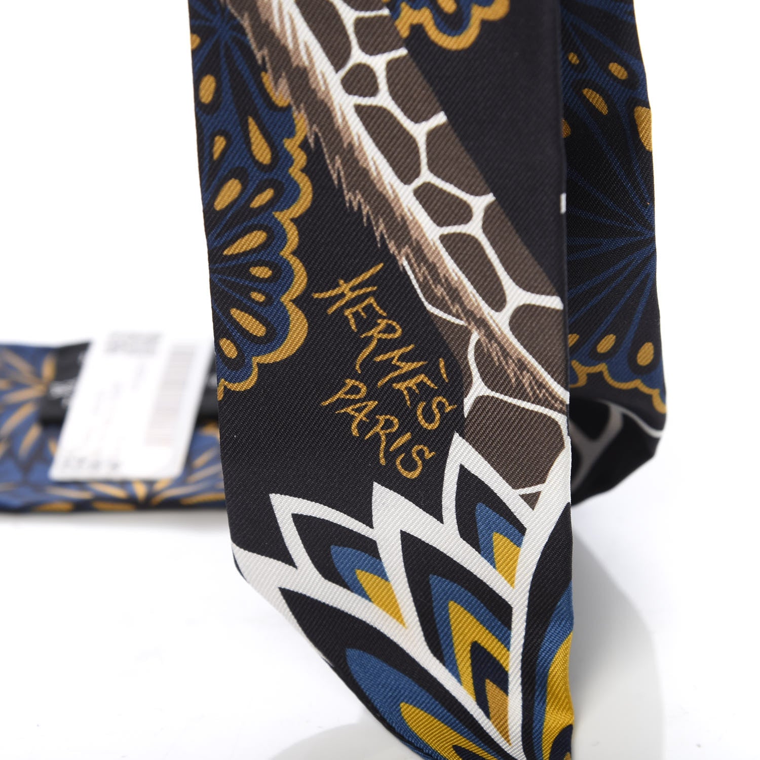 Hermes Silk Three Graces Twilly Black Gold Taupe 3 of 4