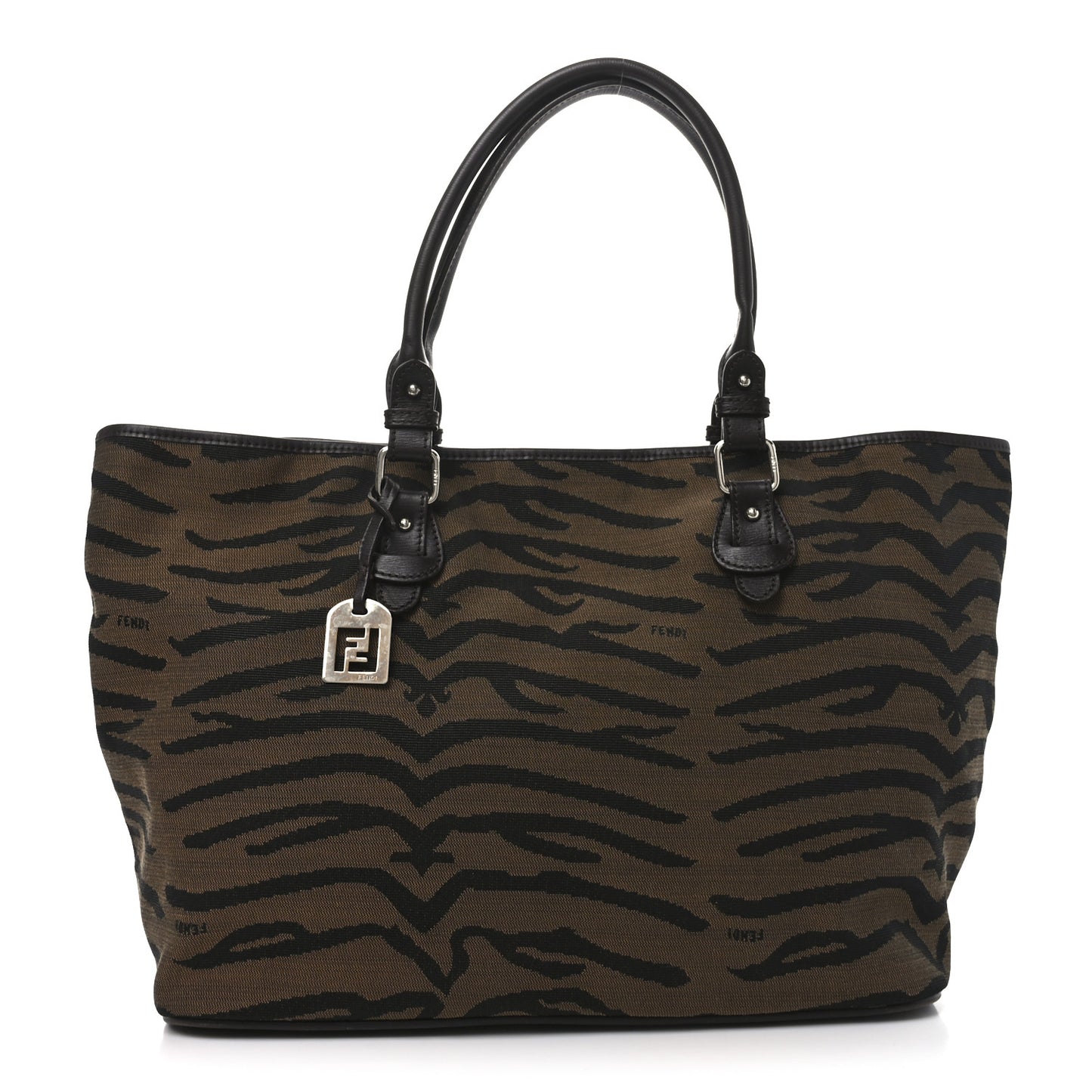 Canvas Tiger Print Tote Brown