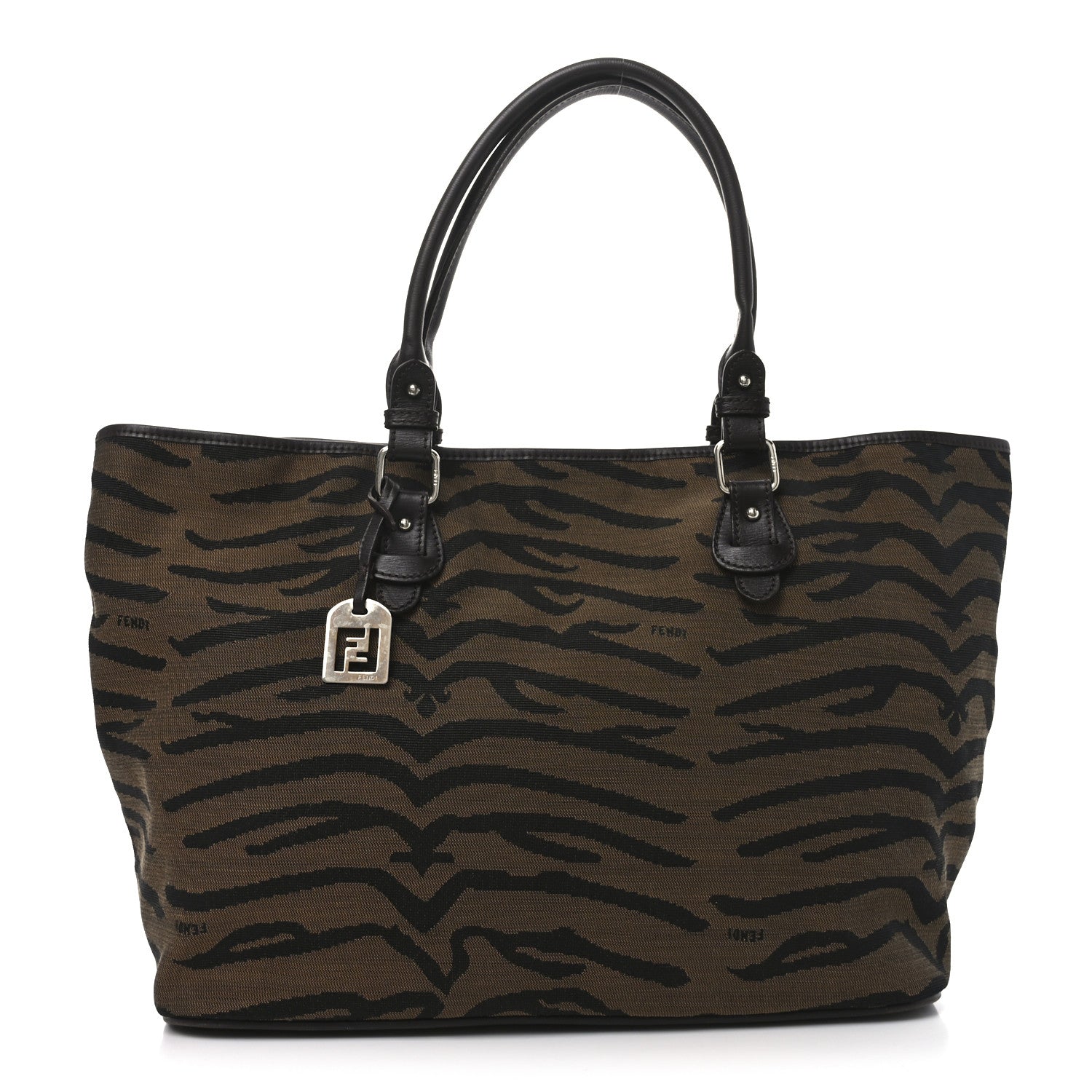 Fendi Canvas Tiger Print Tote Brown 1 of 11