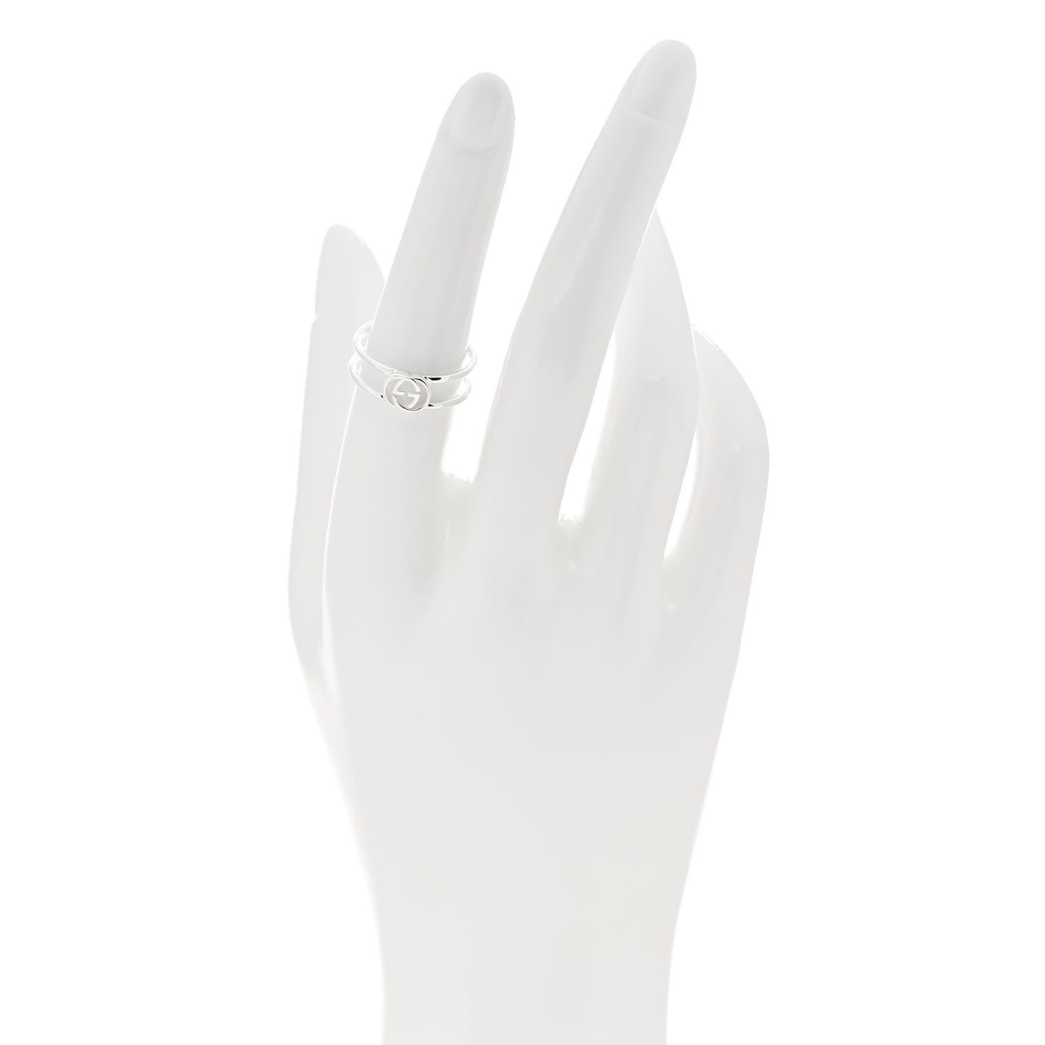 Gucci Sterling Silver 6mm Interlocking G Open Band Ring 53 6.25 2 of 4