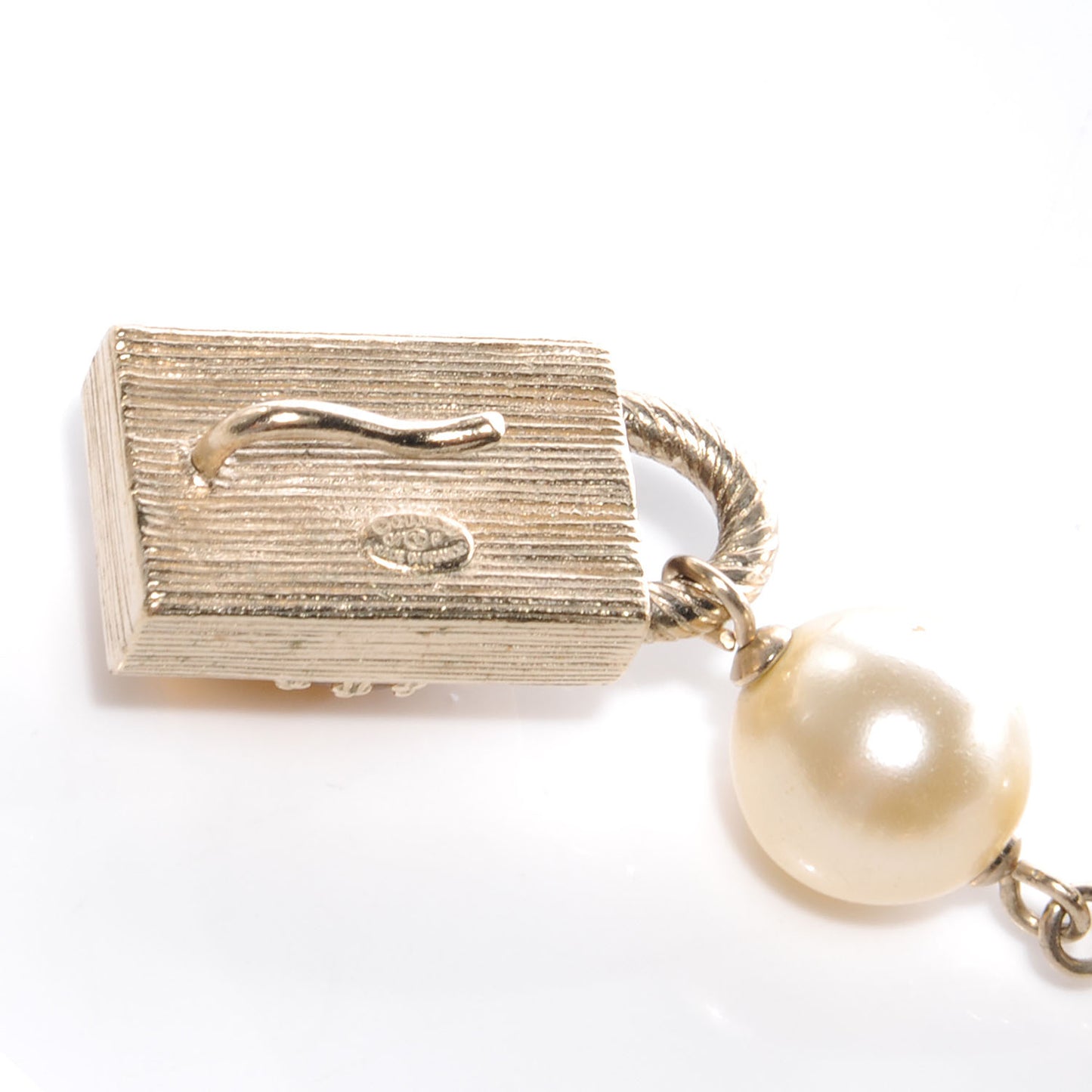 Crystal Gold Charm Pearl CC Chain Necklace