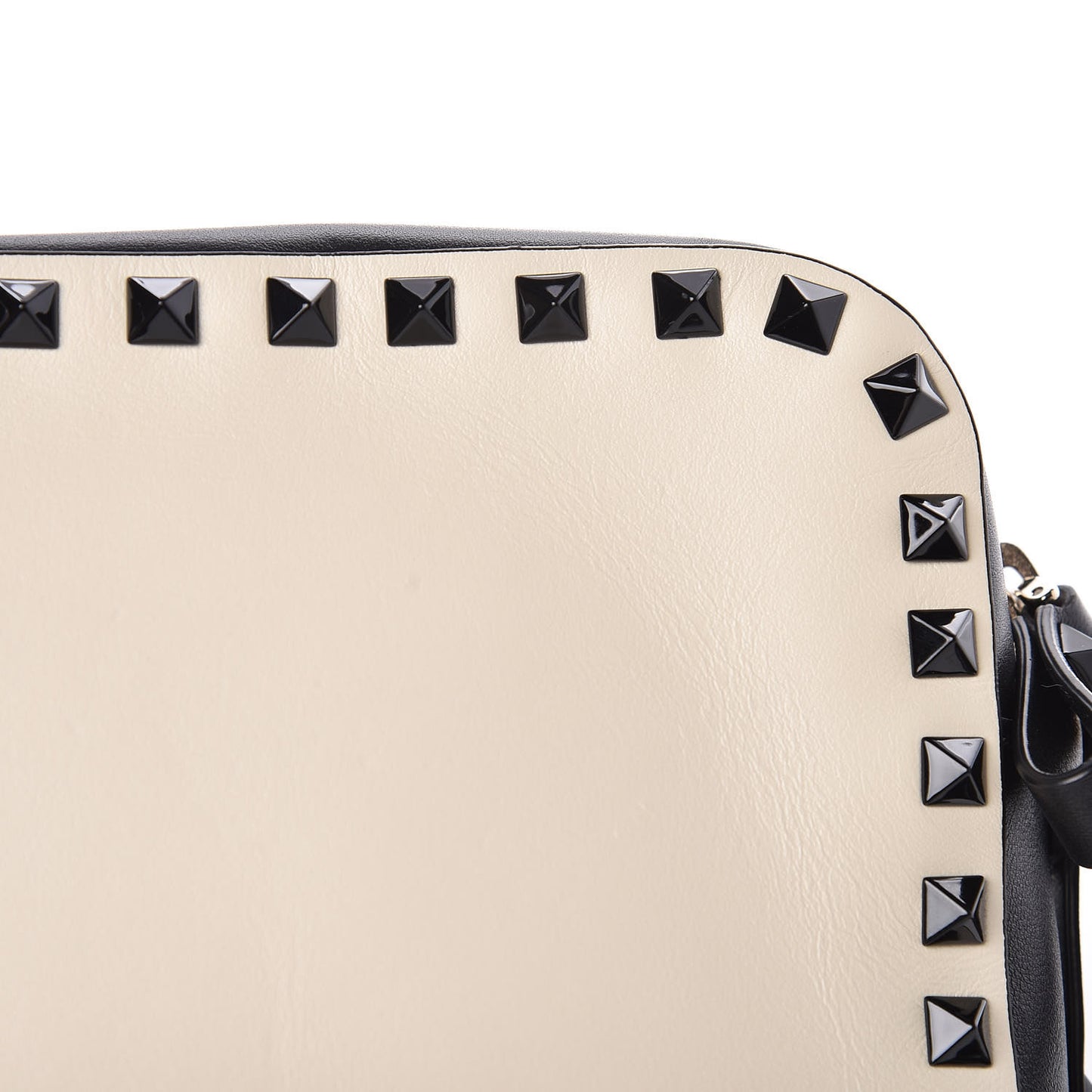 Calfskin Rockstud Camera Crossbody Bag Ivory Black