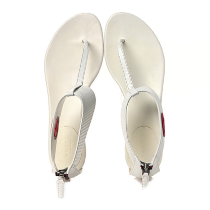 Gucci Calfskin GG Zip Thong Sandals 40.5 White 2 of 16