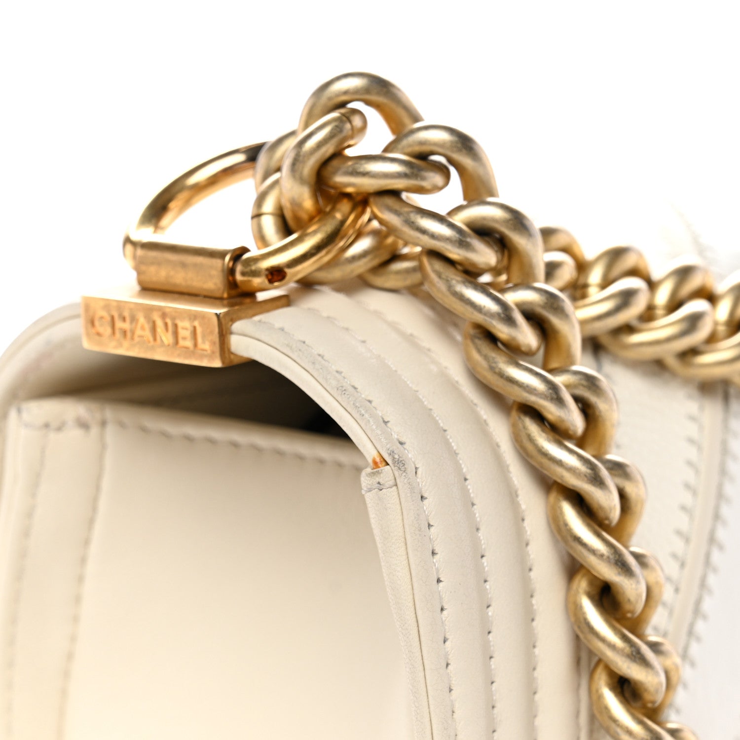 Chanel Caviar Suede Calfskin Chevron Medium Boy Flap White 11 of 12