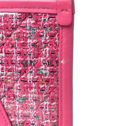 Chanel Tweed PVC Lambskin Wristlet Pouch Pink 12 of 15