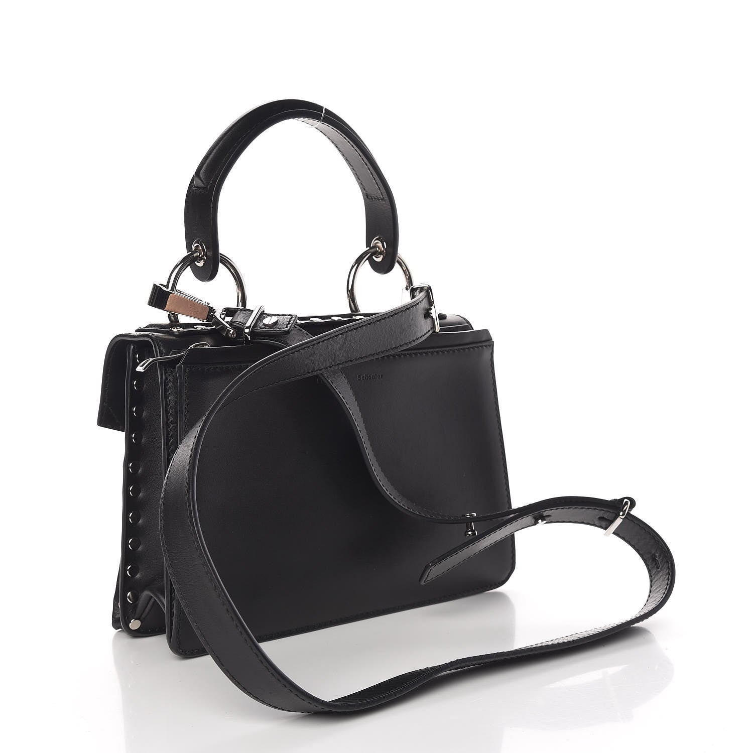 Proenza Schouler Calfskin Small Studded Hava Top Handle Bag Black 3 of 11